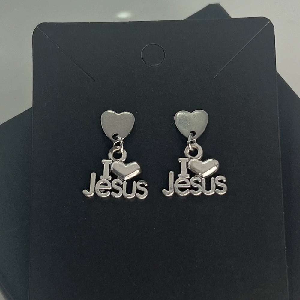 'I Love Jesus' Heart Earrings